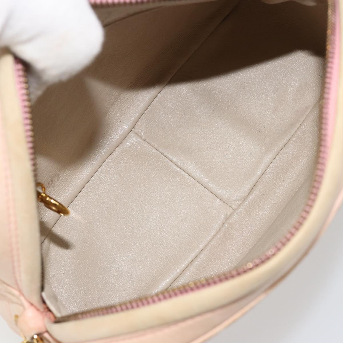 CHANEL Chain Shoulder Bag Lamb Skin Beige Gold CC Auth 184126