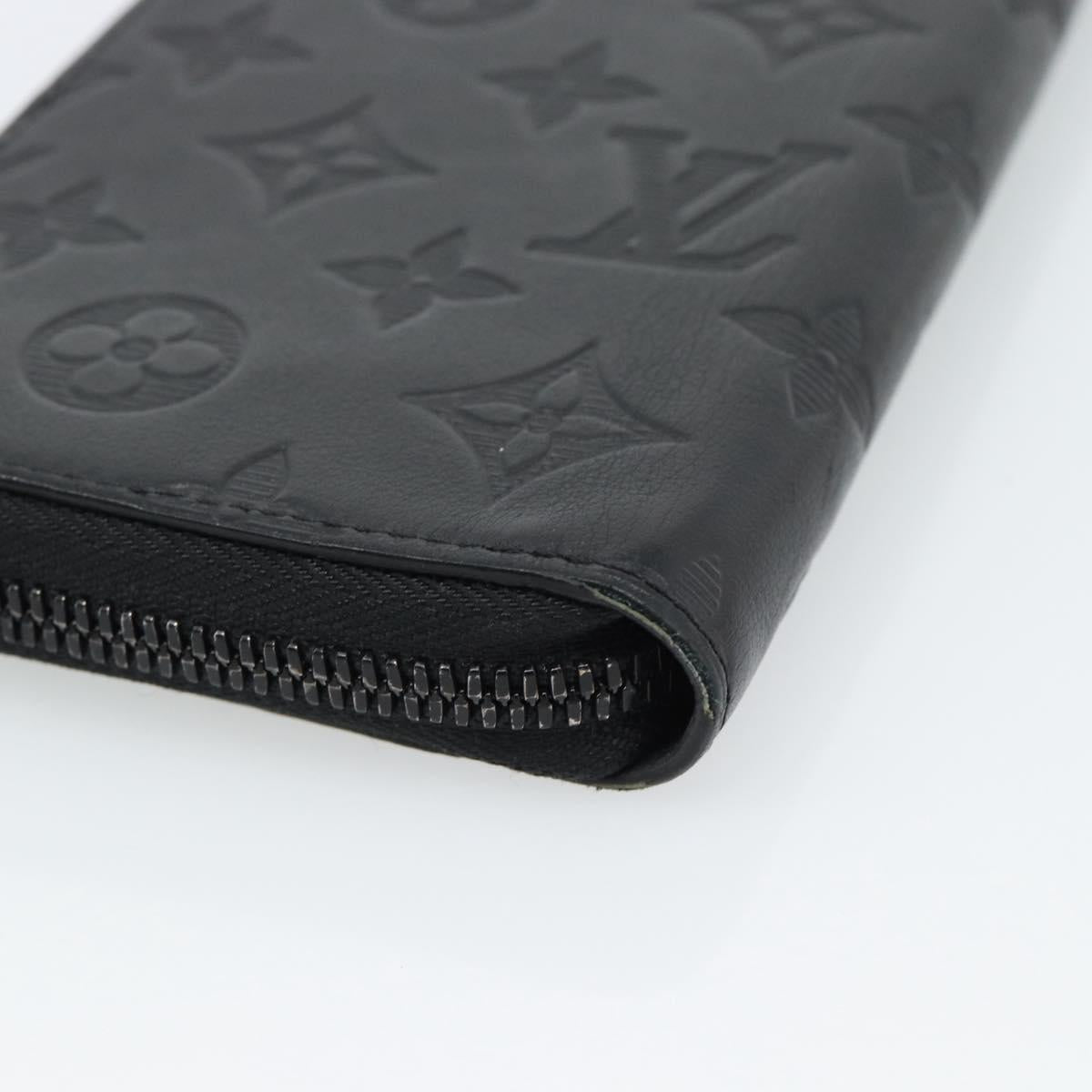 LOUIS VUITTON Shadow Zippy Wallet Vertical Long Wallet Black M62902 Auth 184127M