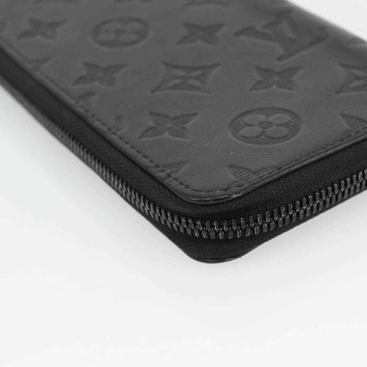LOUIS VUITTON Shadow Zippy Wallet Vertical Long Wallet Black M62902 Auth 184127M