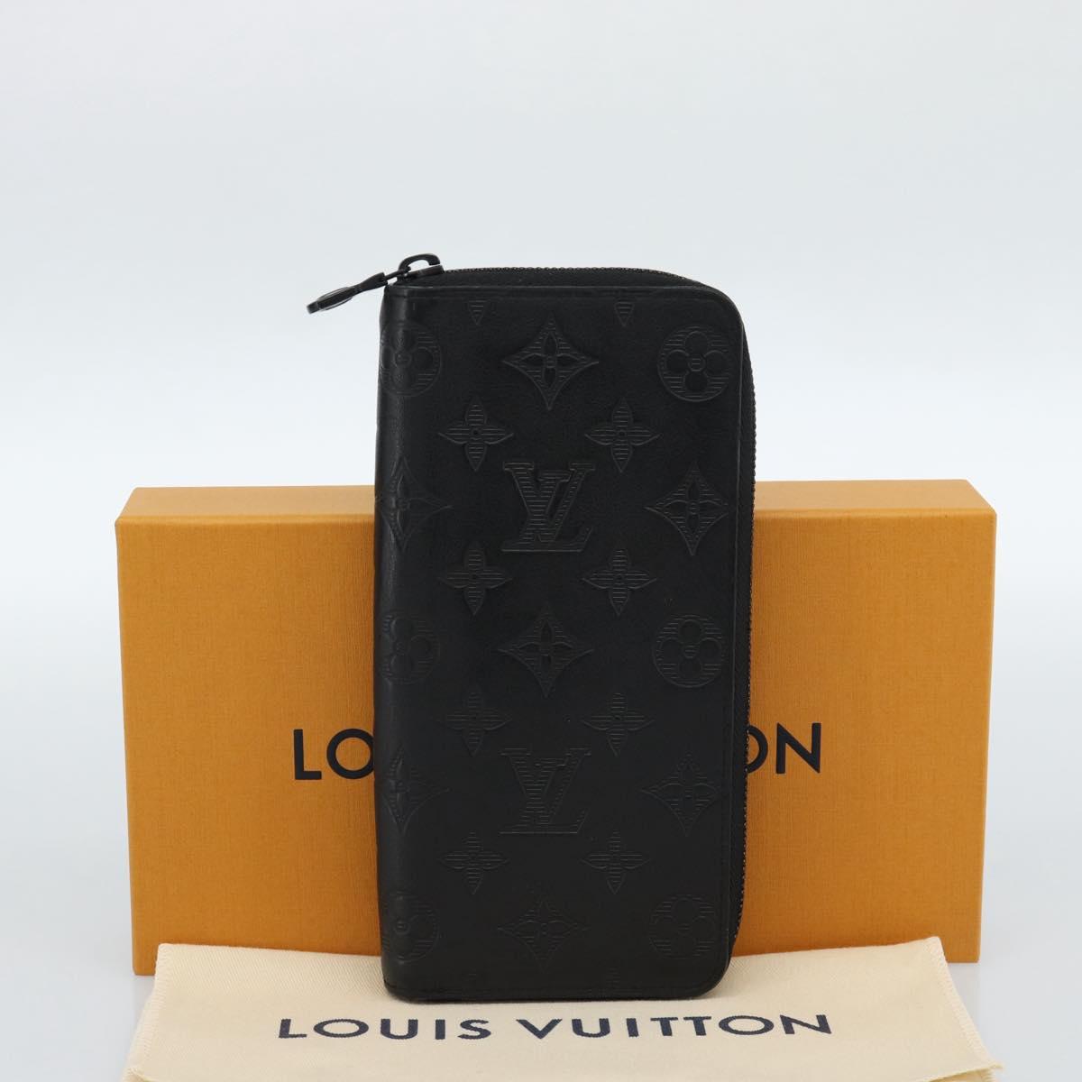 LOUIS VUITTON Shadow Zippy Wallet Vertical Long Wallet Black M62902 Auth 184127M
