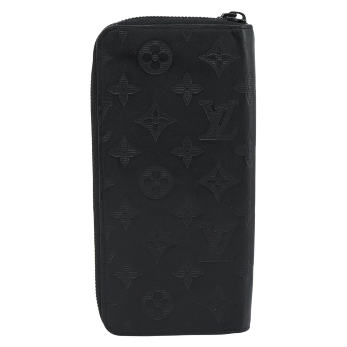 LOUIS VUITTON Shadow Zippy Wallet Vertical Long Wallet Black M62902 Auth 184127M