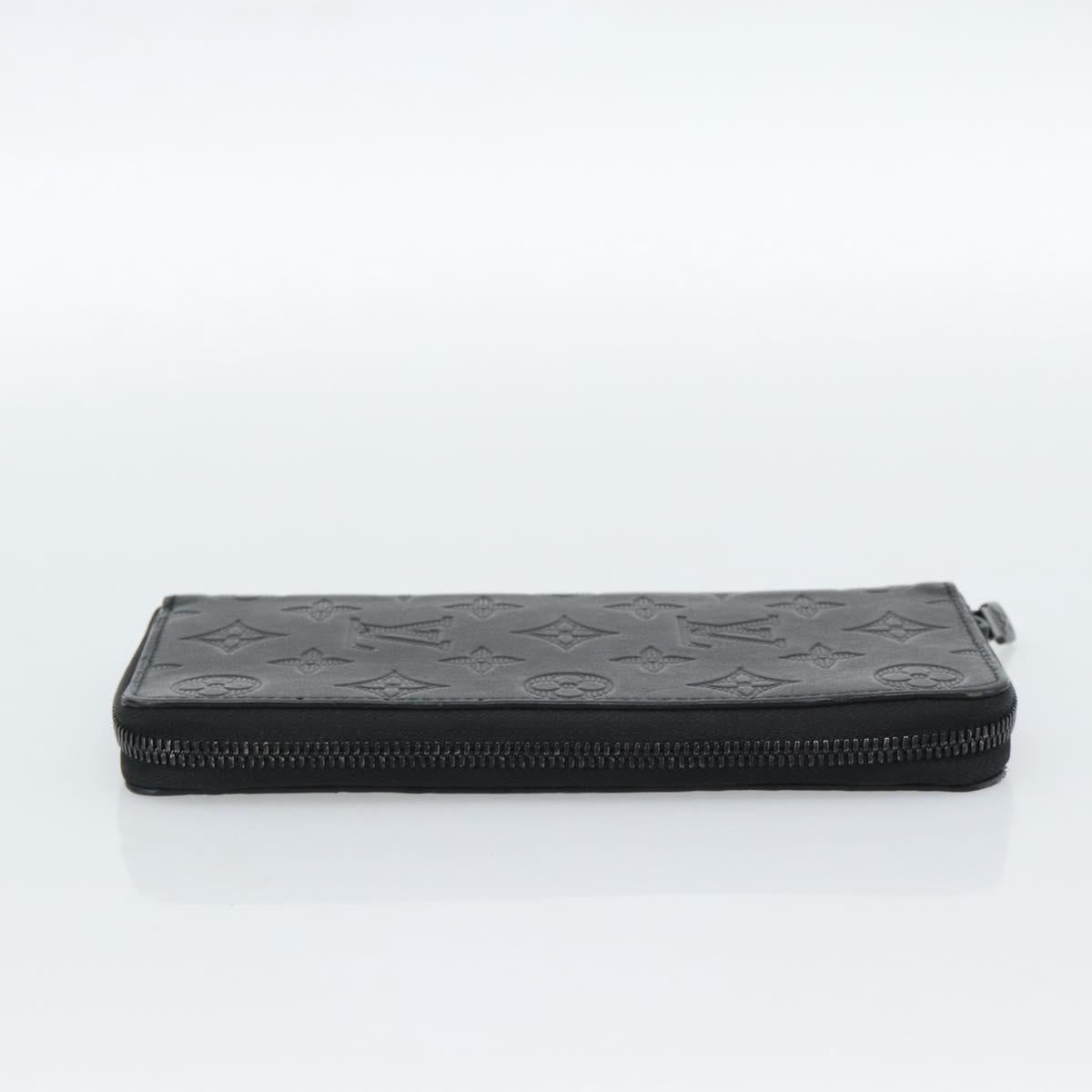 LOUIS VUITTON Shadow Zippy Wallet Vertical Long Wallet Black M62902 Auth 184127M