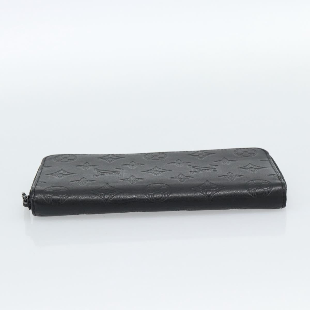 LOUIS VUITTON Shadow Zippy Wallet Vertical Long Wallet Black M62902 Auth 184127M