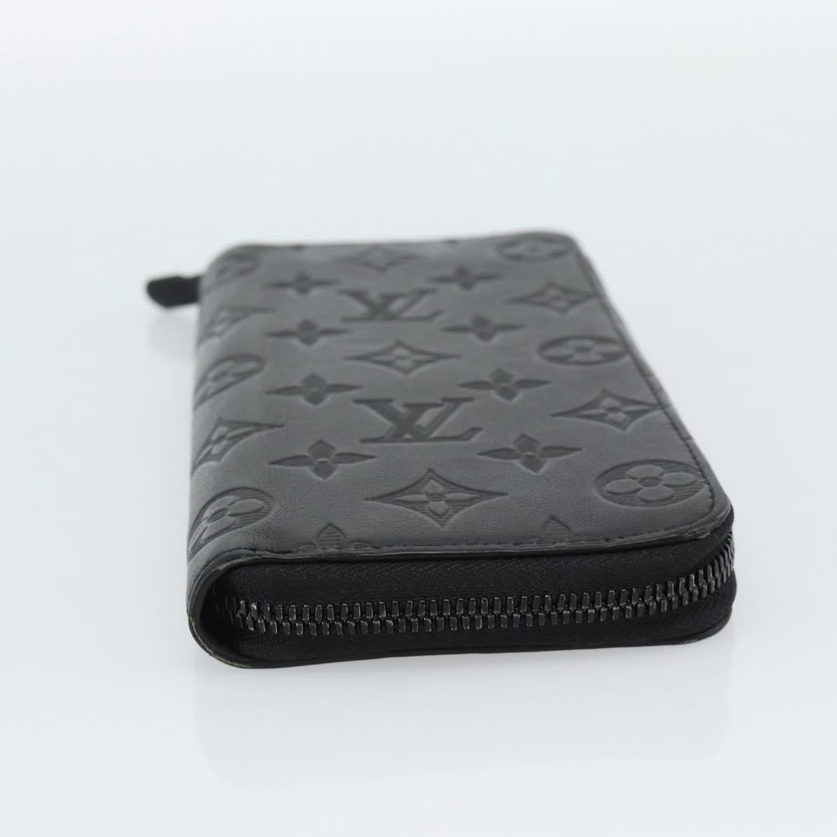 LOUIS VUITTON Shadow Zippy Wallet Vertical Long Wallet Black M62902 Auth 184127M