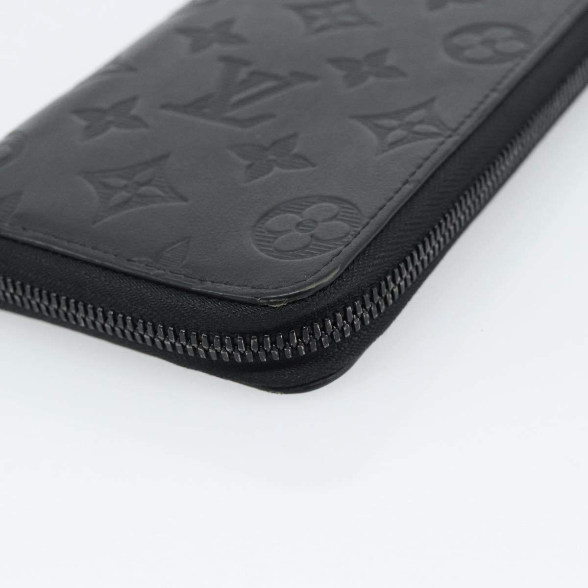 LOUIS VUITTON Shadow Zippy Wallet Vertical Long Wallet Black M62902 Auth 184127M