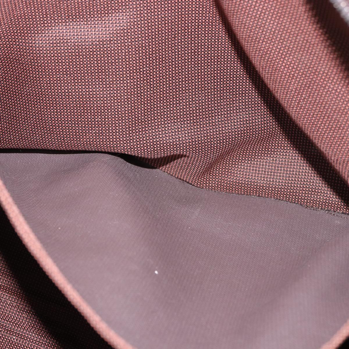 HERMES Her Line Tote MM Tote Bag Canvas Brown Silver Auth 184135
