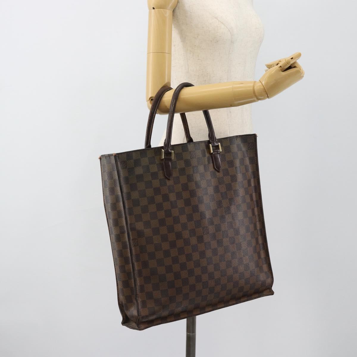 LOUIS VUITTON Damier Ebene Sac Plat Hand Bag N51140 LV Auth 184136