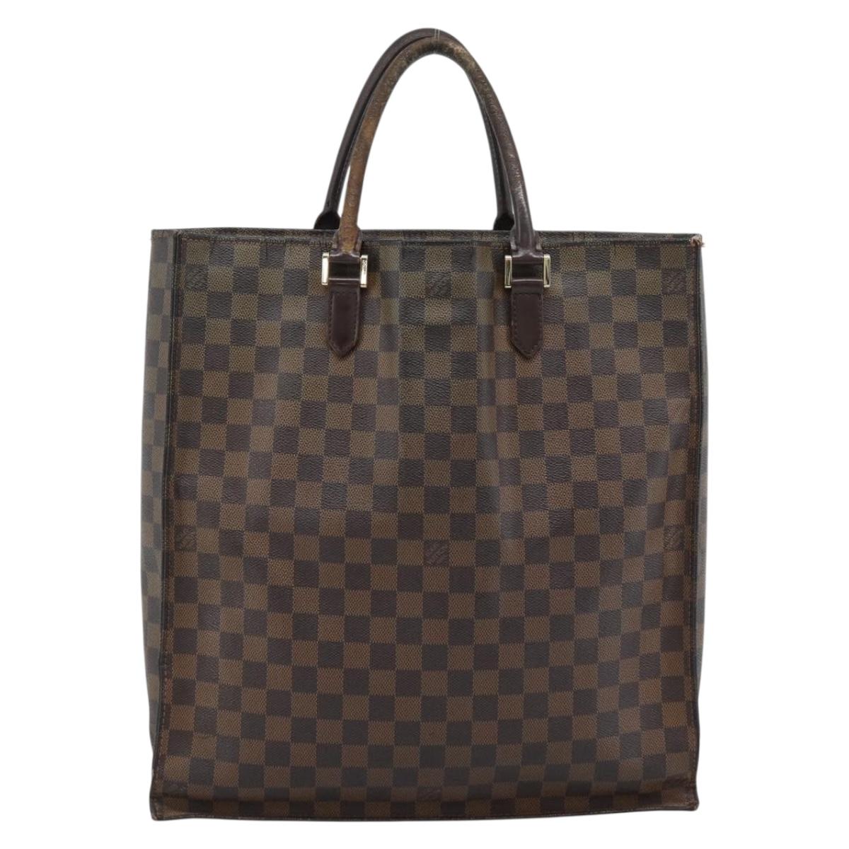 LOUIS VUITTON Damier Ebene Sac Plat Hand Bag N51140 LV Auth 184136