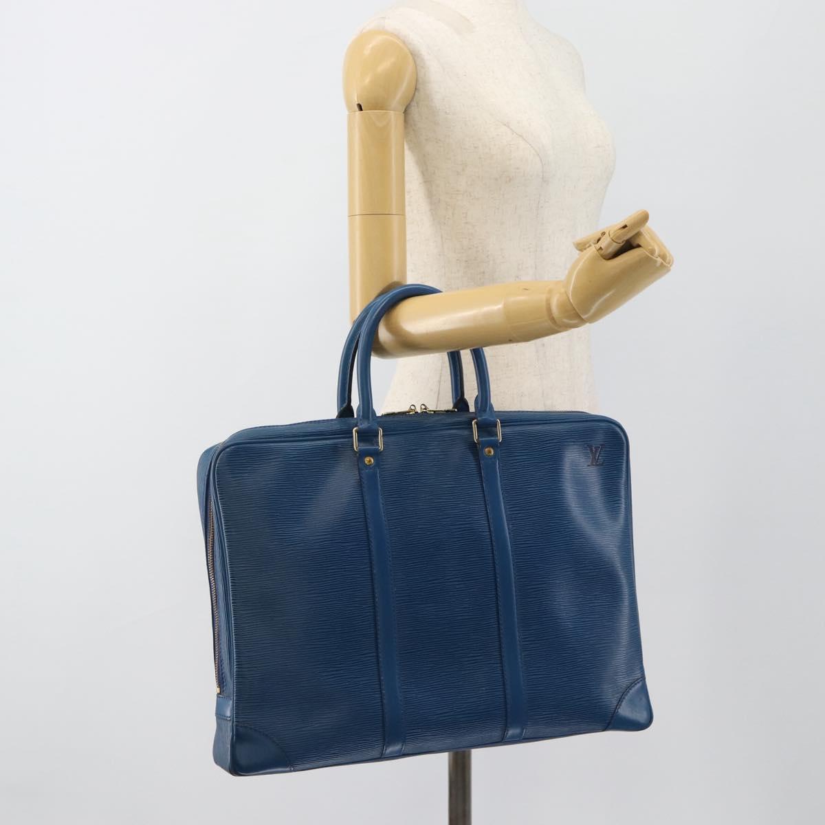 LOUIS VUITTON Epi Porte Documents Voyage Bag Blue M54475 LV Auth 184139