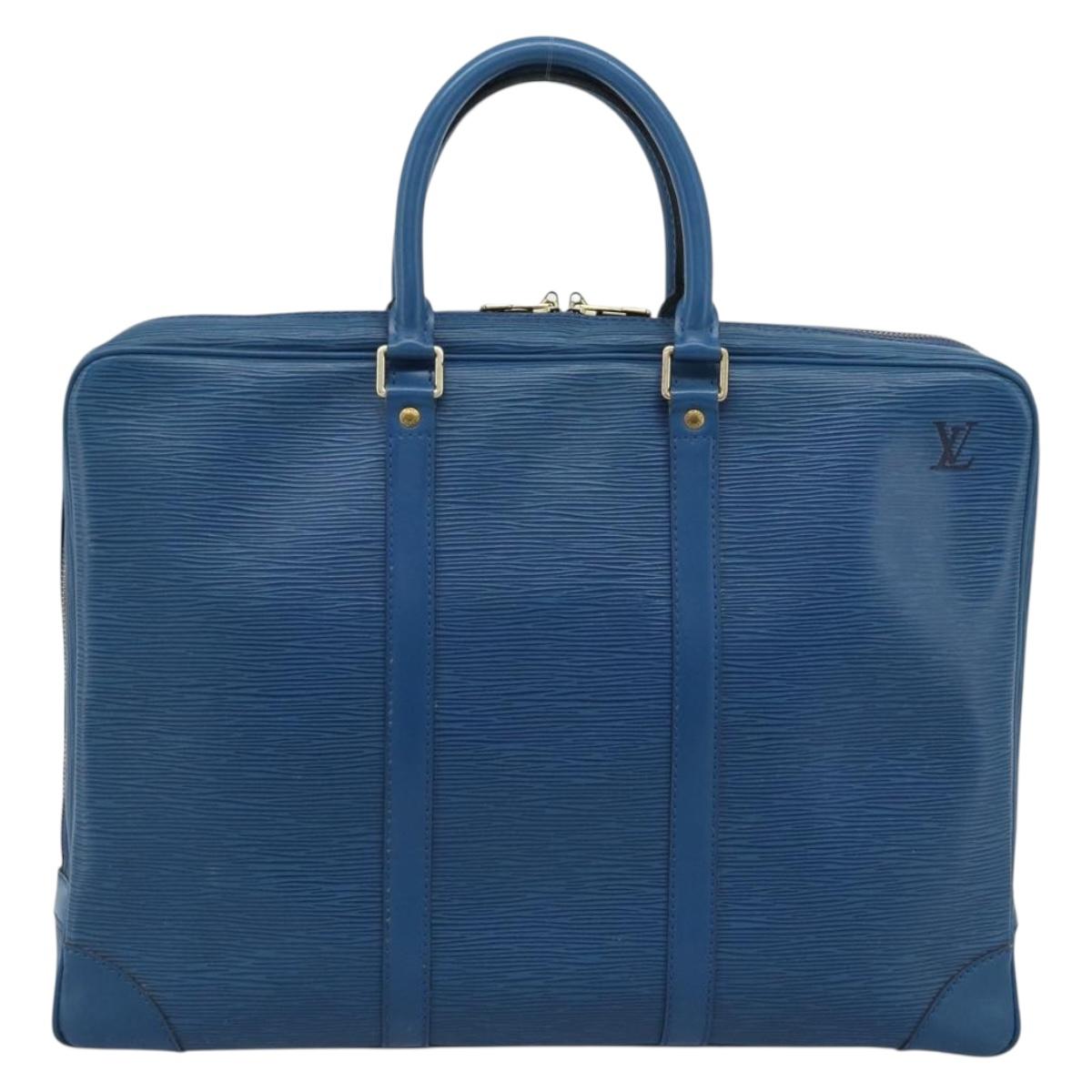LOUIS VUITTON Epi Porte Documents Voyage Bag Blue M54475 LV Auth 184139