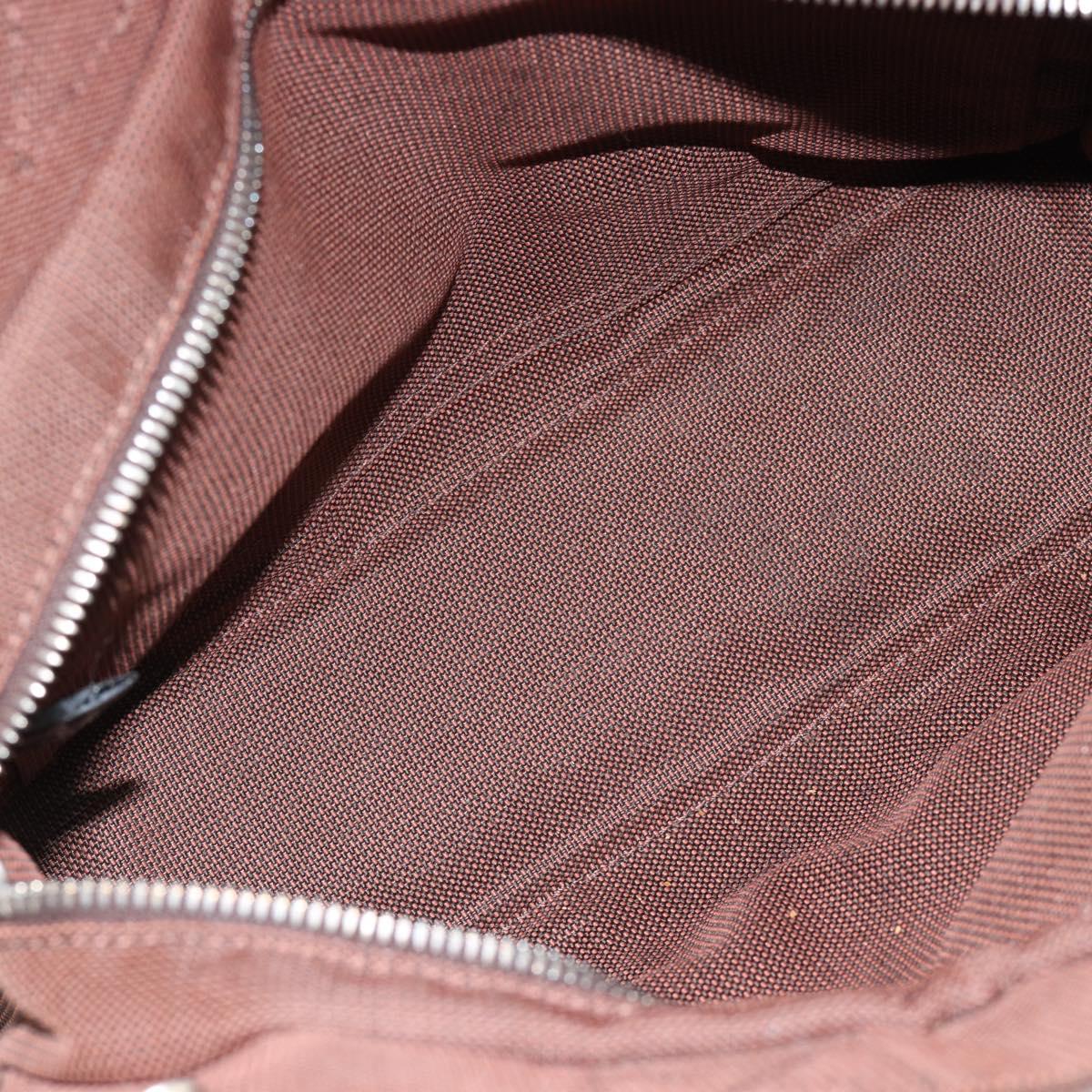 HERMES Her Line Tote PM Tote Bag Canvas Brown Silver Auth 184152