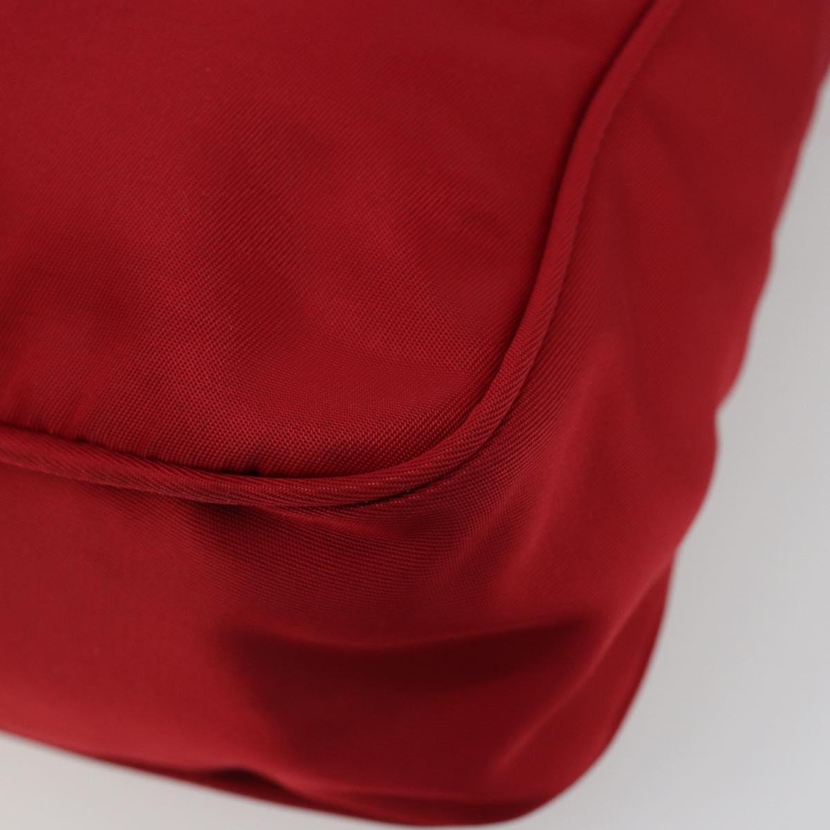 PRADA Hand Pouch Nylon Red Silver Auth 184157
