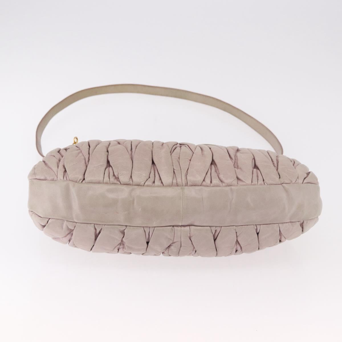 Miu Miu Matelasse Shoulder Bag Leather 2way Beige Gold Auth 184159A