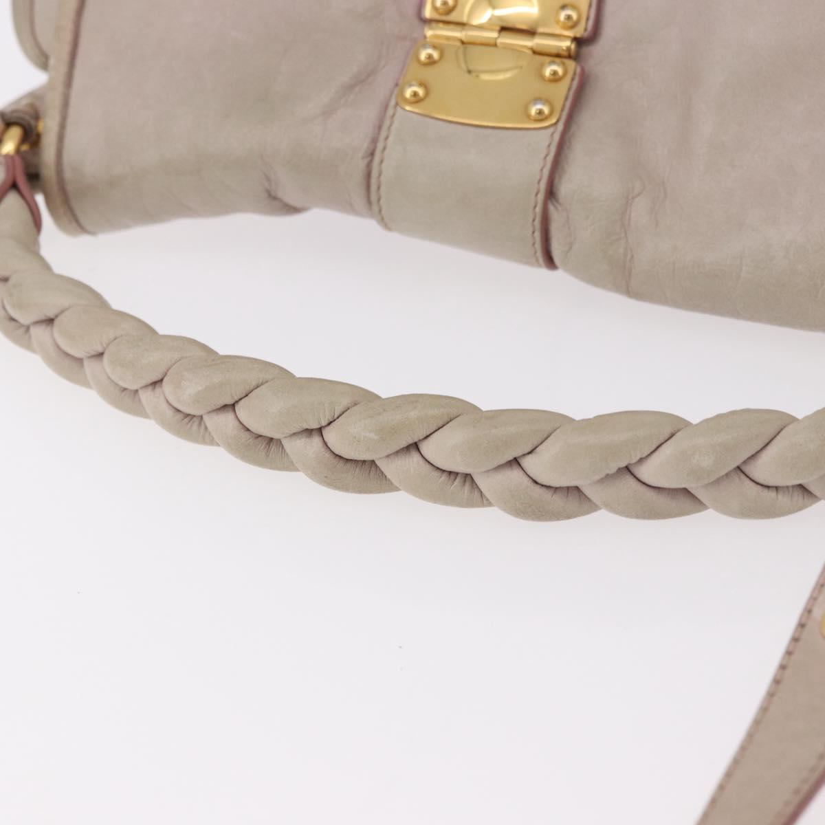 Miu Miu Matelasse Shoulder Bag Leather 2way Beige Gold Auth 184159A