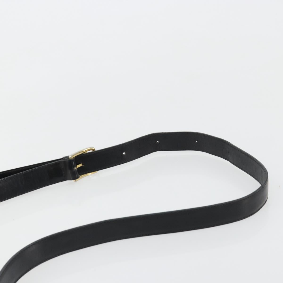 CELINE Circle Shoulder Bag Leather Black Gold Auth 184161A