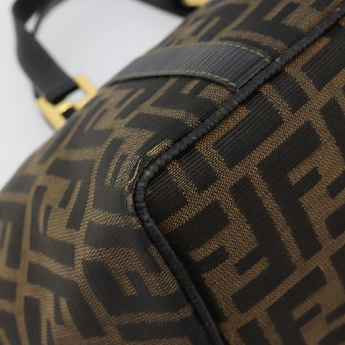 FENDI Zucca Canvas Hand Bag Black Brown Auth 184166