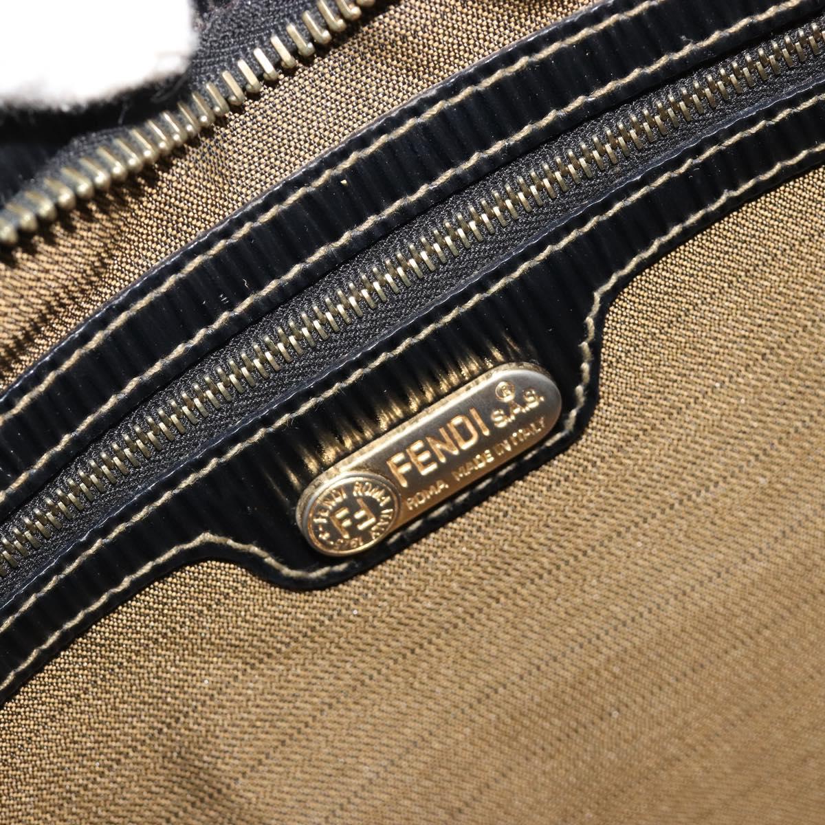 FENDI Zucca Canvas Hand Bag Black Brown Auth 184166