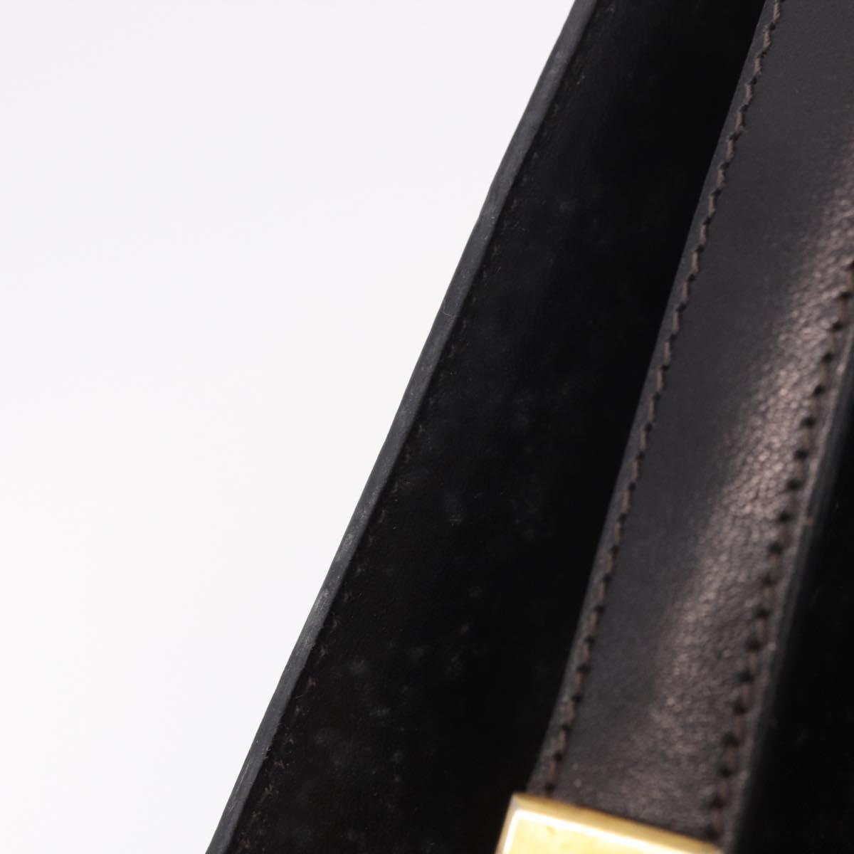 CELINE Horse Carriage Shoulder Bag Leather Black Gold Auth 184168