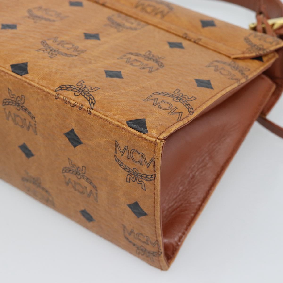 MCM Vicetos Logogram Hand Bag PVC Leather 2way Brown Gold Auth 184176A