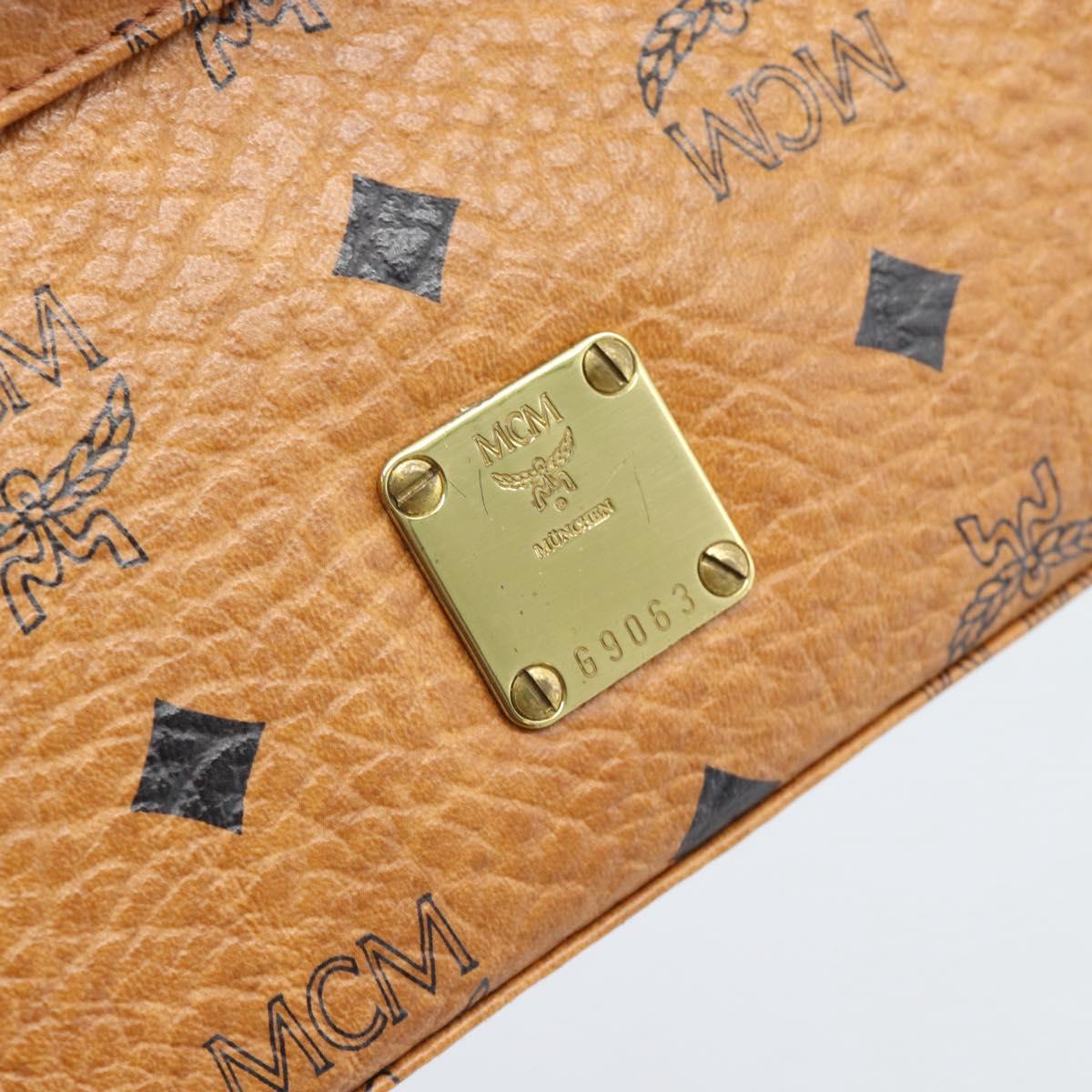 MCM Vicetos Logogram Hand Bag PVC Leather 2way Brown Gold Auth 184176A