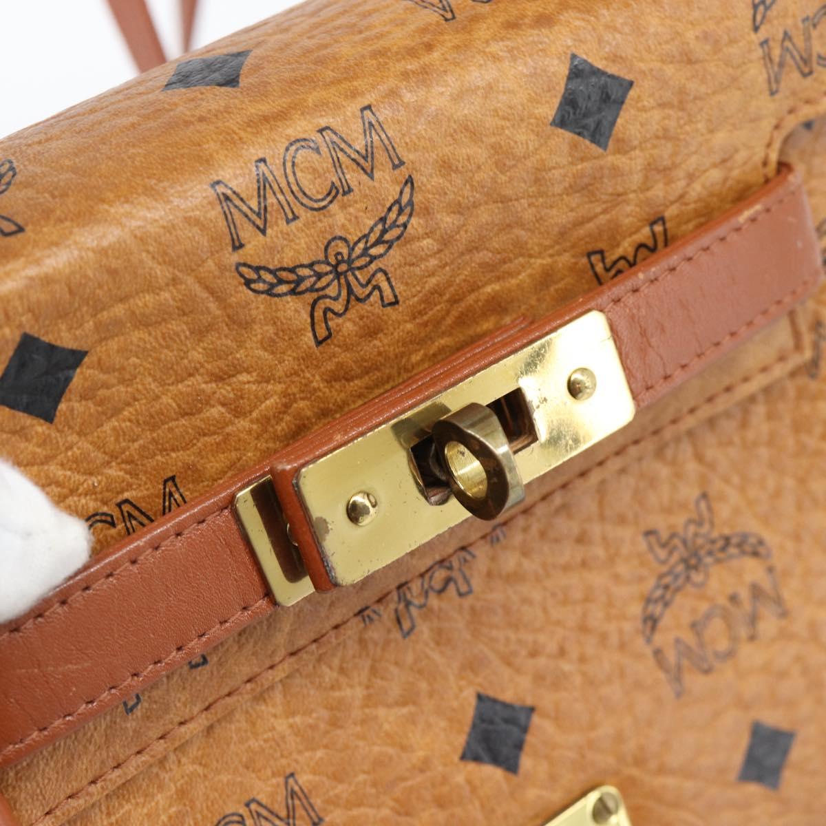 MCM Vicetos Logogram Hand Bag PVC Leather 2way Brown Gold Auth 184176A