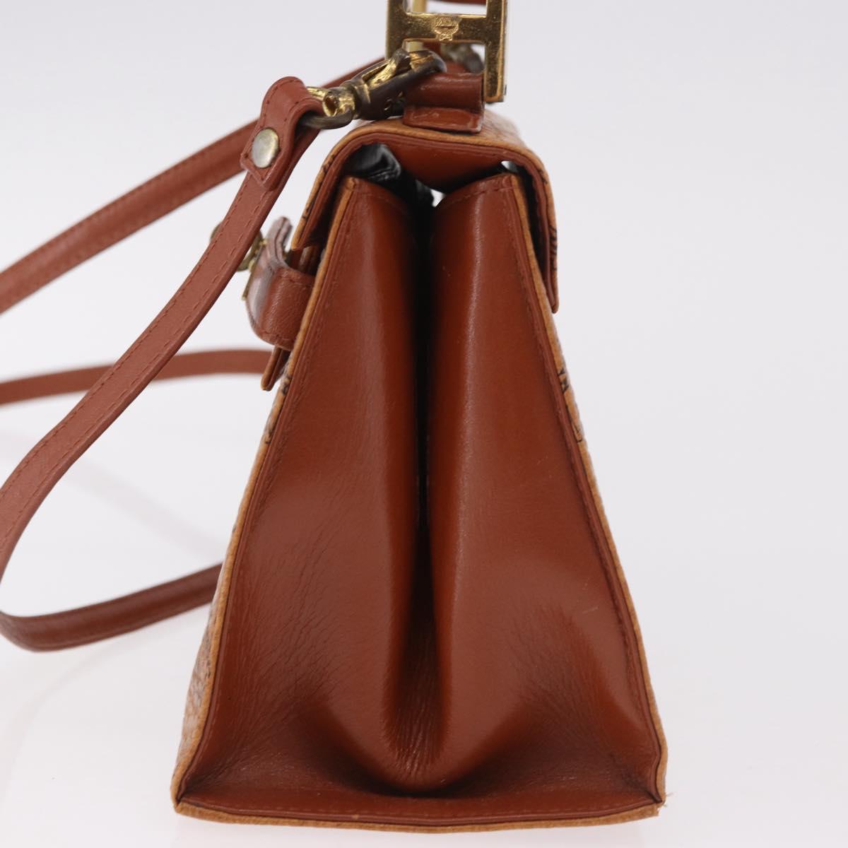MCM Vicetos Logogram Hand Bag PVC Leather 2way Brown Gold Auth 184176A