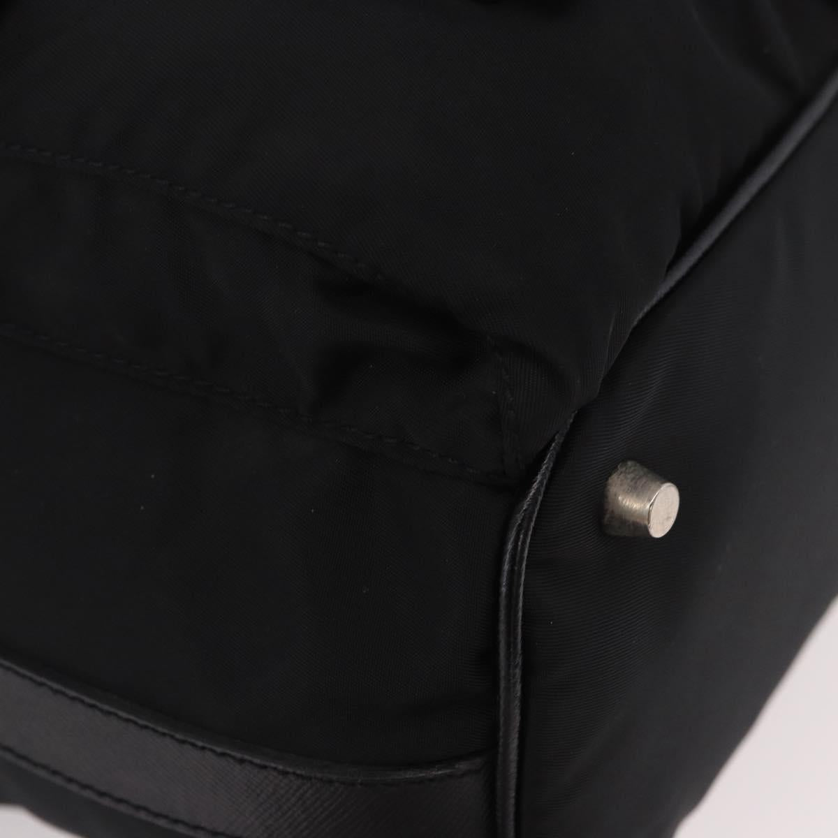 PRADA Shoulder Bag Nylon Black Silver Auth 184177A