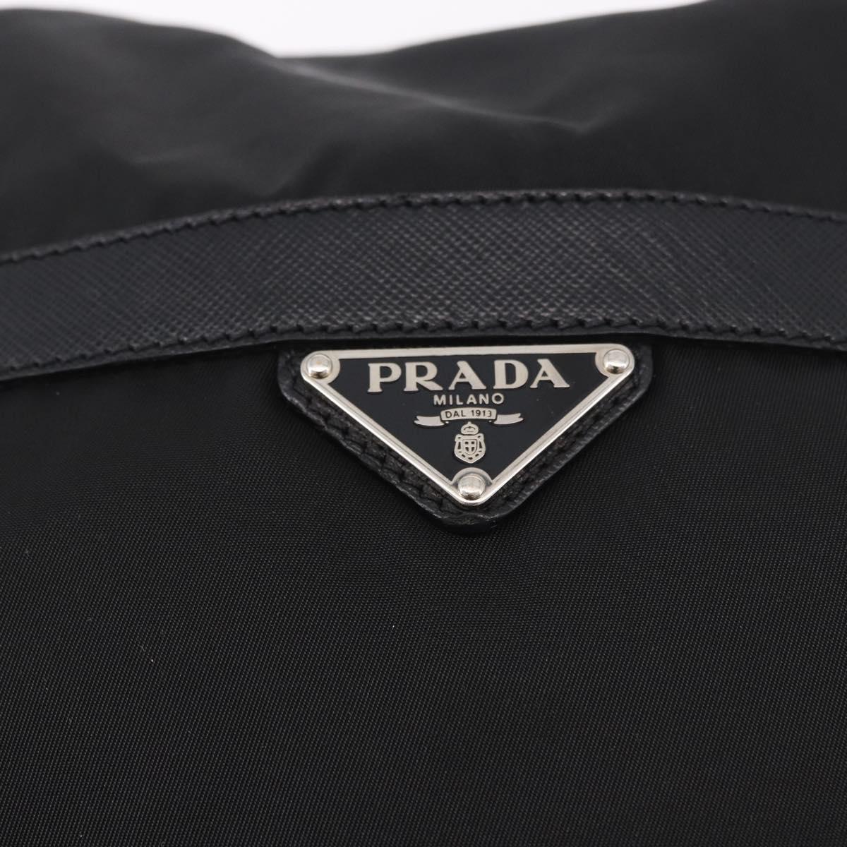 PRADA Shoulder Bag Nylon Black Silver Auth 184177A