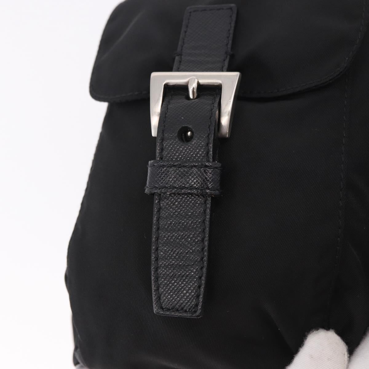 PRADA Shoulder Bag Nylon Black Silver Auth 184177A