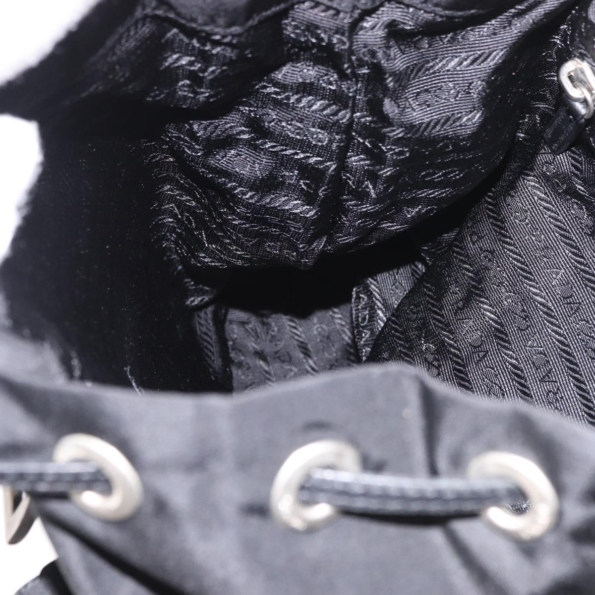 PRADA Shoulder Bag Nylon Black Silver Auth 184177A