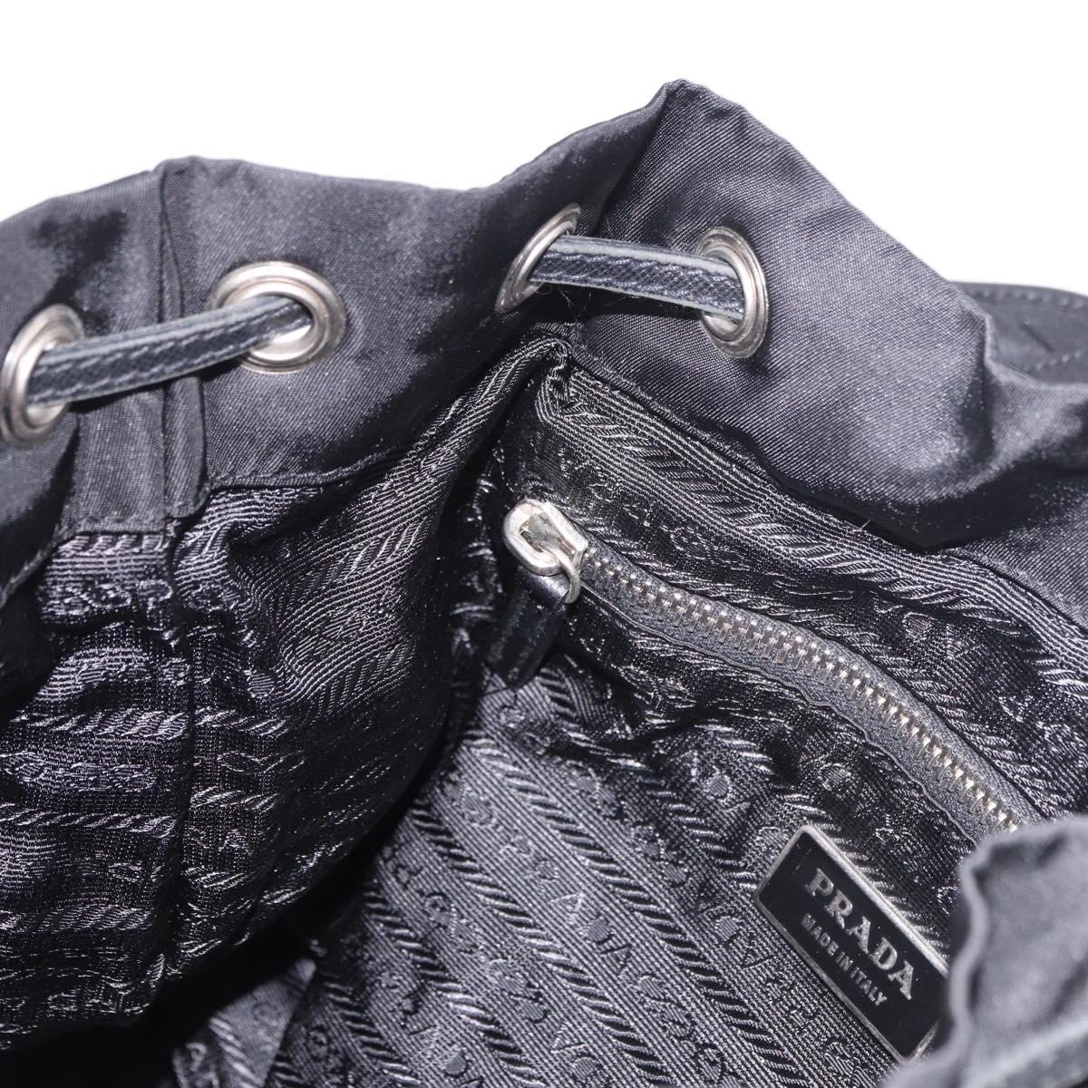 PRADA Shoulder Bag Nylon Black Silver Auth 184177A