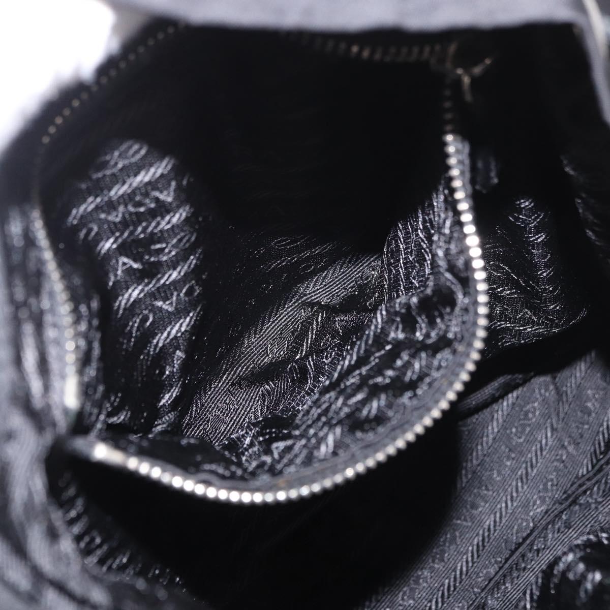 PRADA Shoulder Bag Nylon Black Silver Auth 184177A