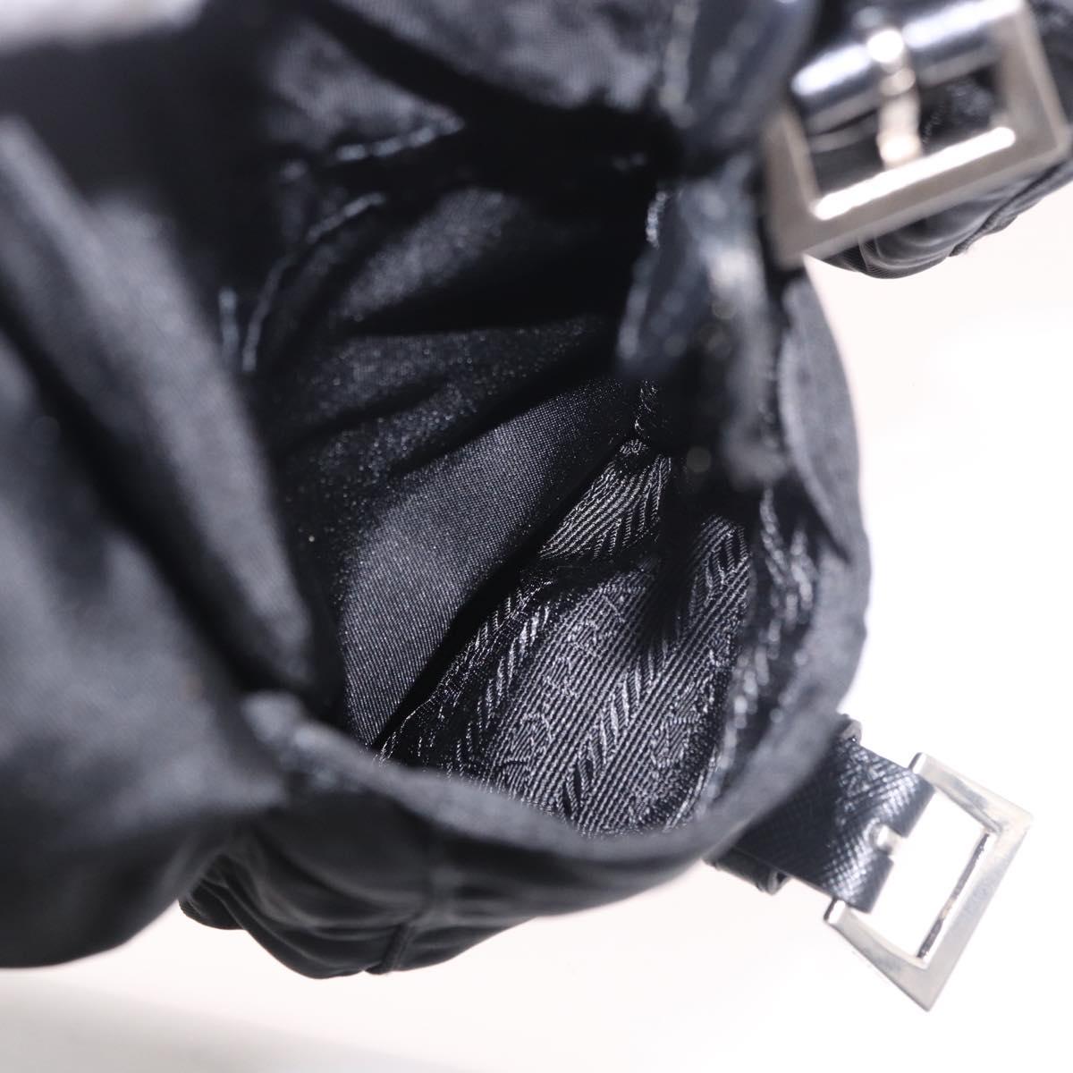 PRADA Shoulder Bag Nylon Black Silver Auth 184177A