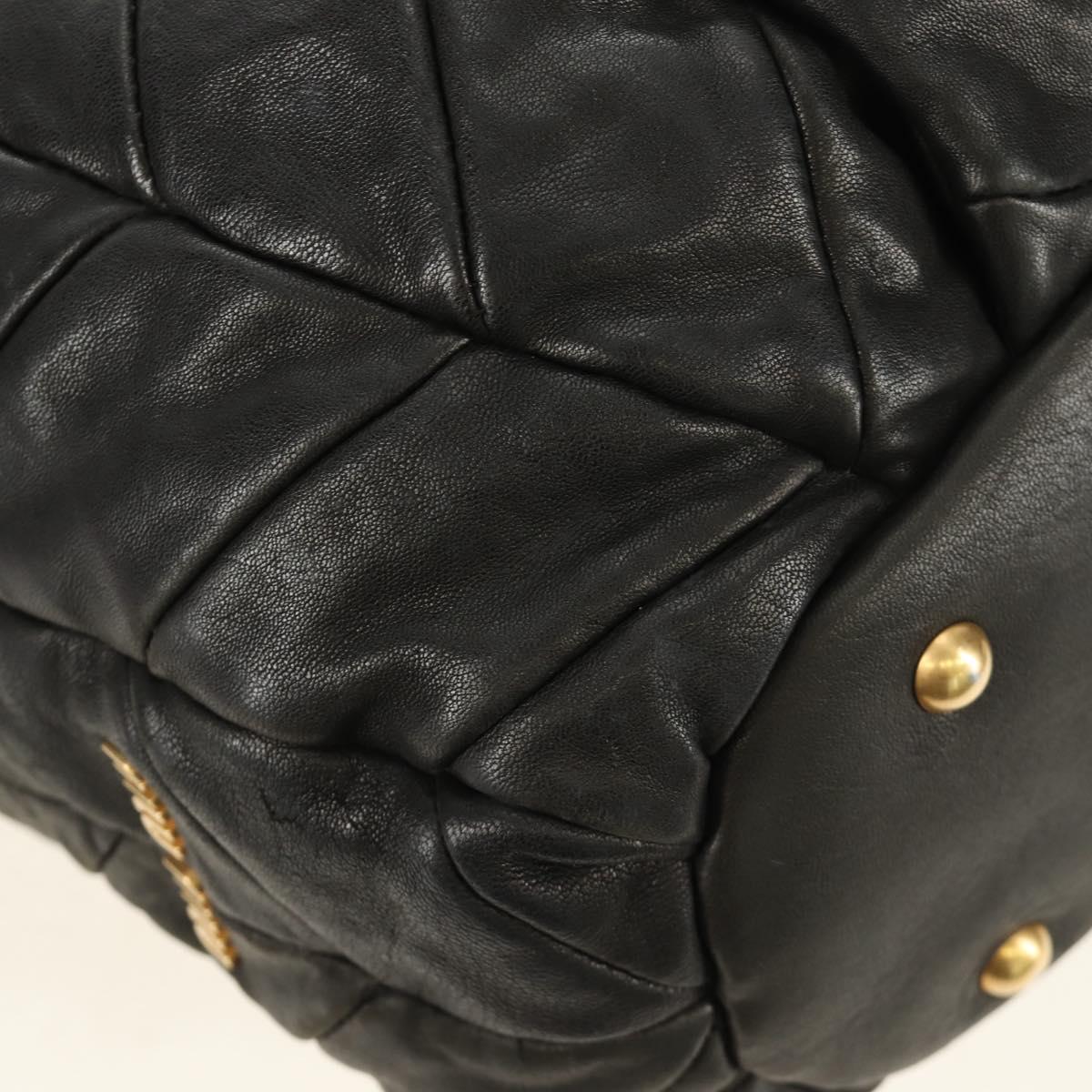 Miu Miu Hand Bag Leather 2way Black Gold Auth 184180V