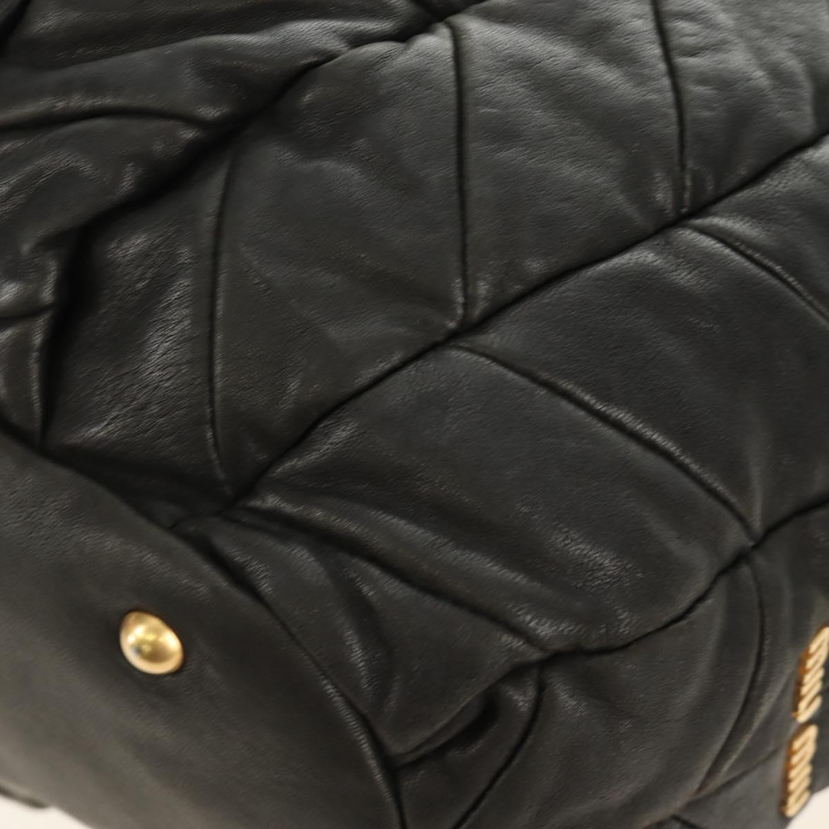 Miu Miu Hand Bag Leather 2way Black Gold Auth 184180V
