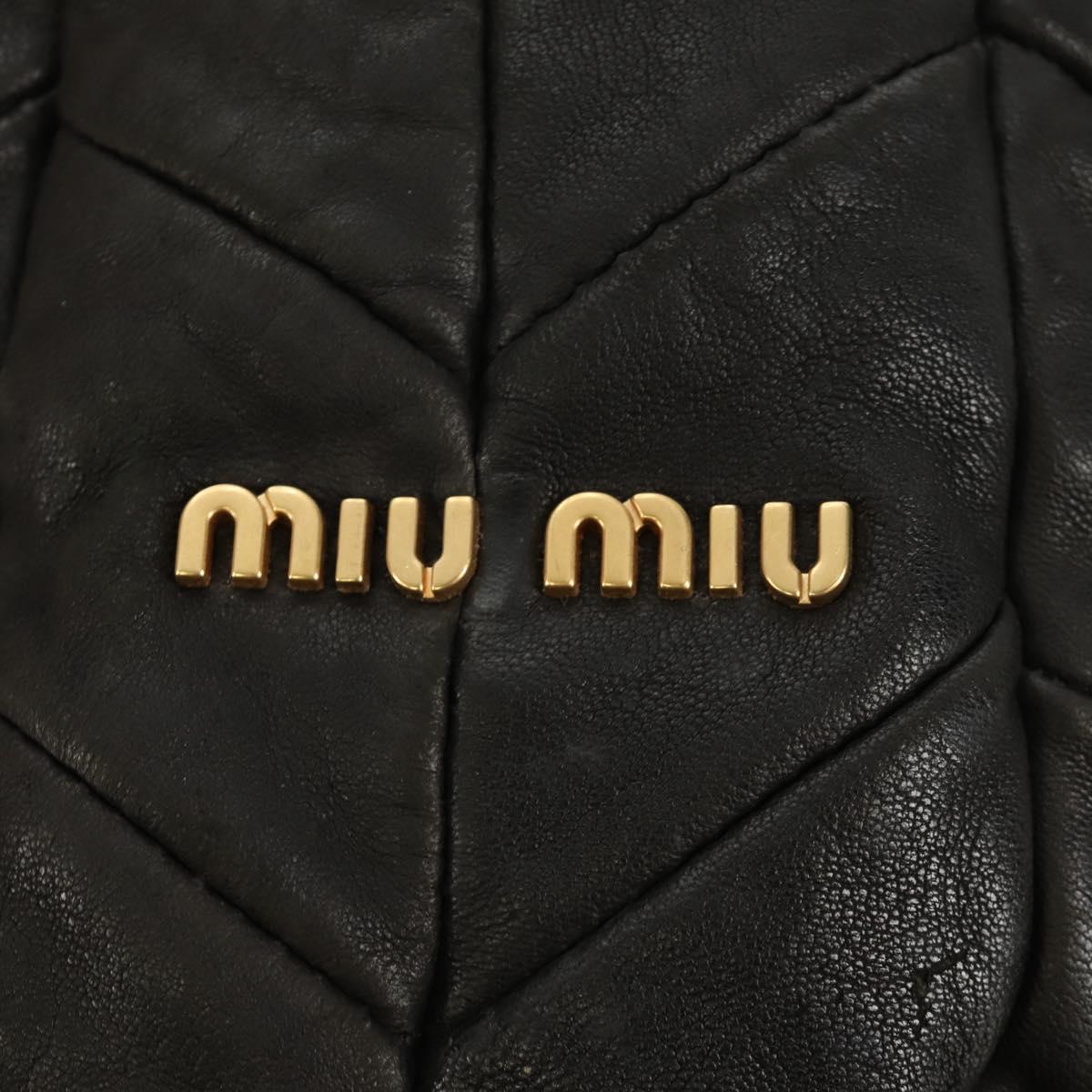 Miu Miu Hand Bag Leather 2way Black Gold Auth 184180V