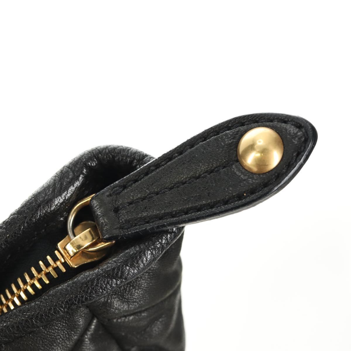 Miu Miu Hand Bag Leather 2way Black Gold Auth 184180V