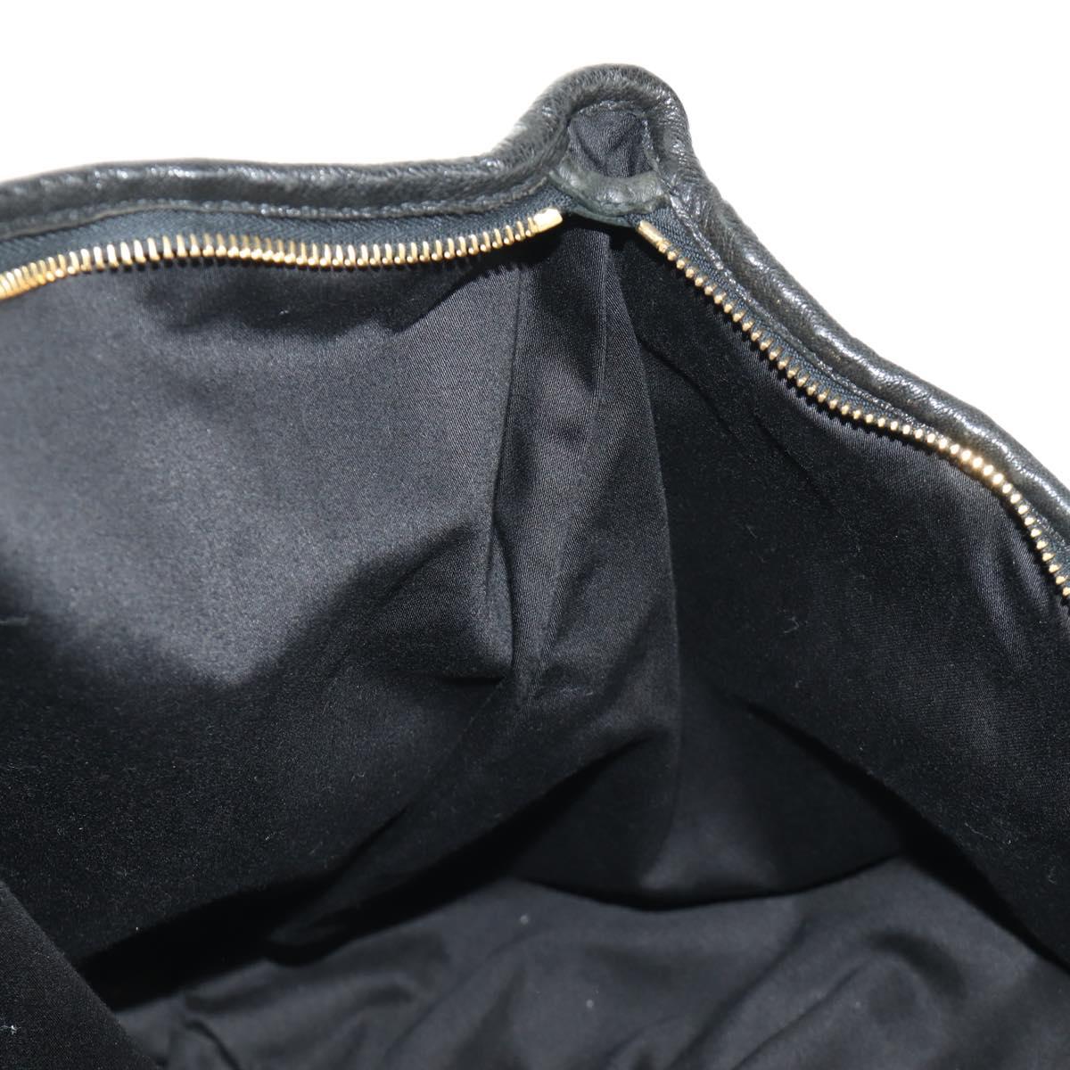 Miu Miu Hand Bag Leather 2way Black Gold Auth 184180V