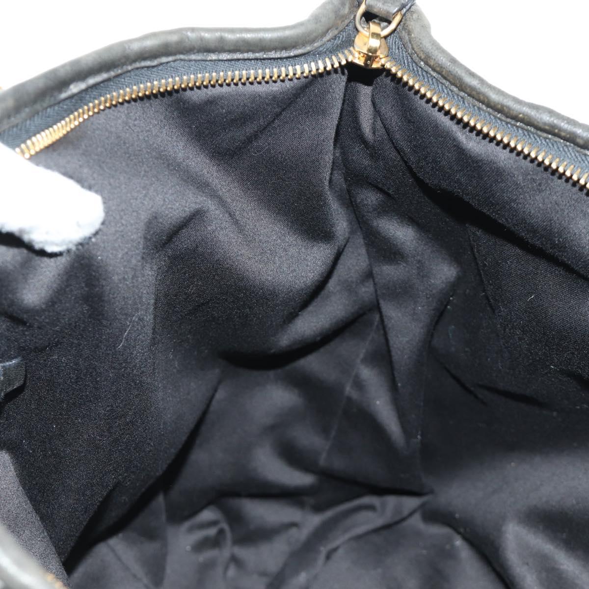 Miu Miu Hand Bag Leather 2way Black Gold Auth 184180V