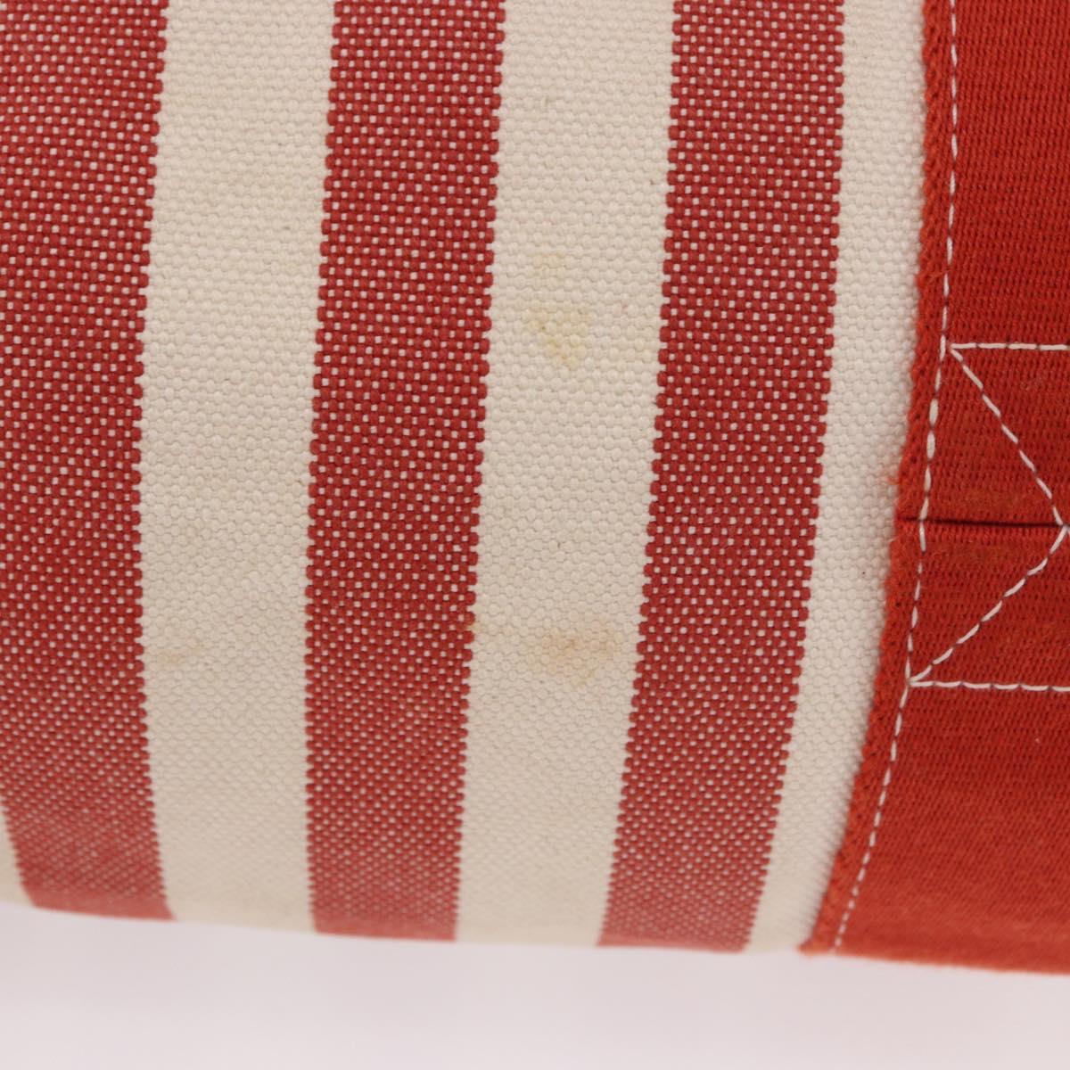 HERMES Cannes Hand Bag Canvas Red Silver Auth 184181A