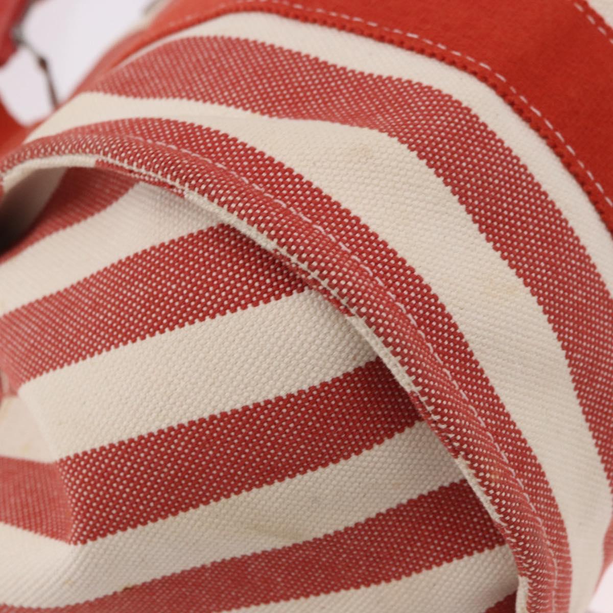 HERMES Cannes Hand Bag Canvas Red Silver Auth 184181A