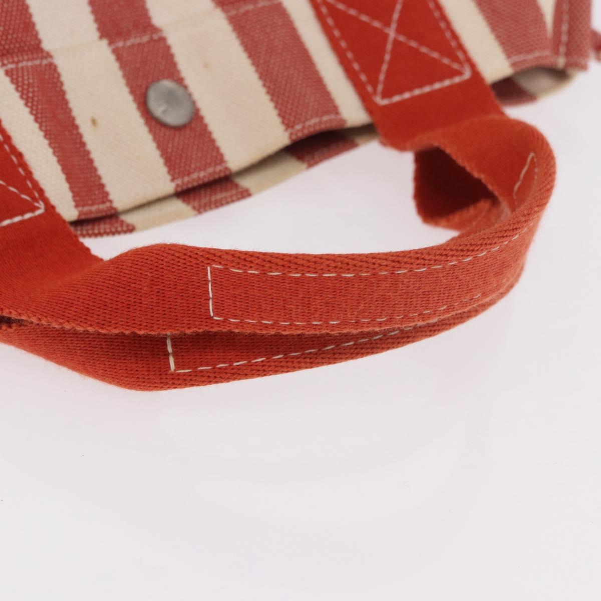 HERMES Cannes Hand Bag Canvas Red Silver Auth 184181A
