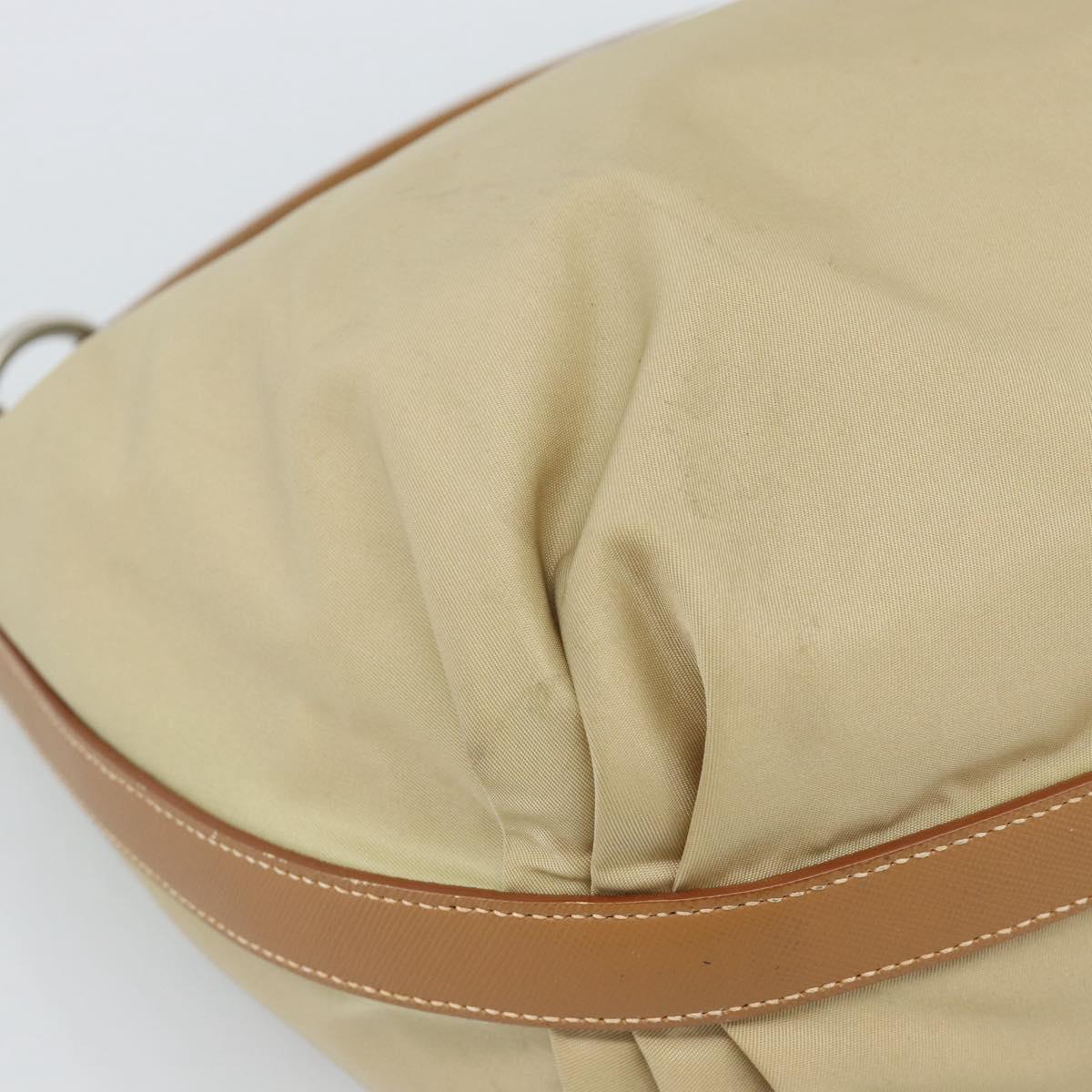 PRADA Shoulder Bag Nylon Beige Silver Auth 184182A