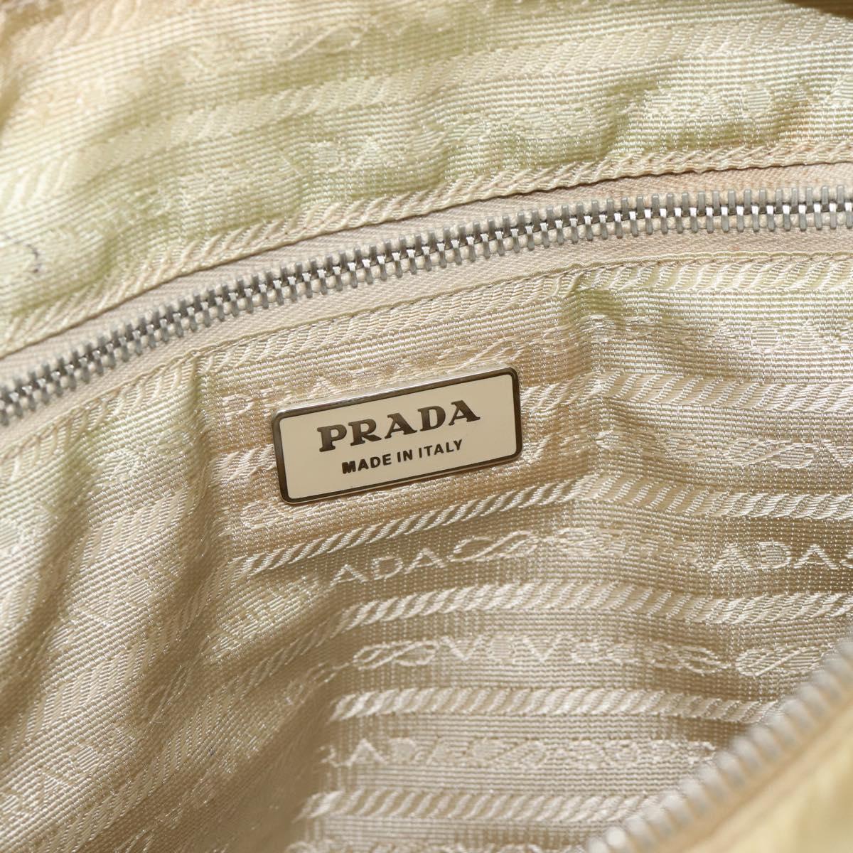 PRADA Shoulder Bag Nylon Beige Silver Auth 184182A