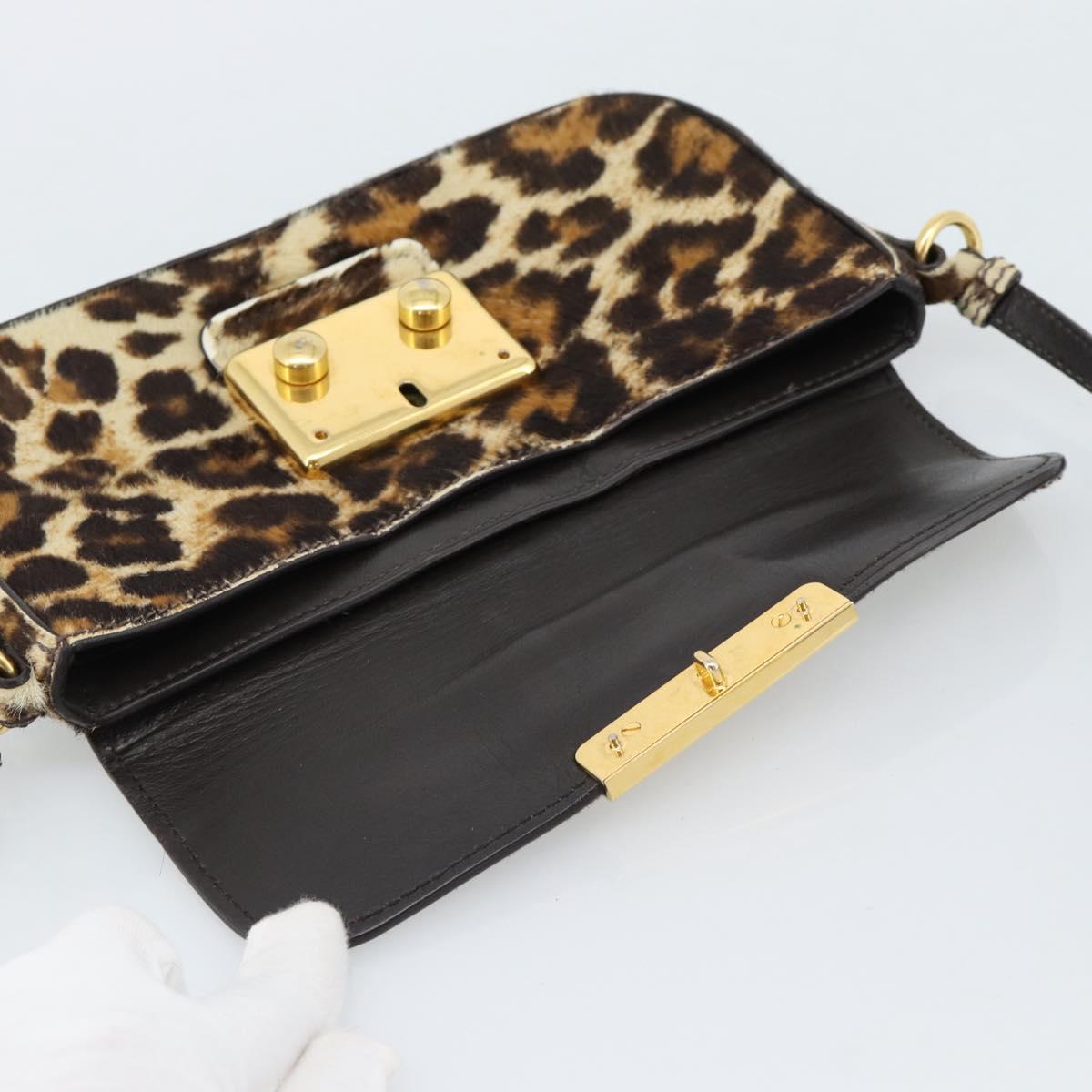 Miu Miu Shoulder Bag Harako leather Beige Gold Auth 184187A