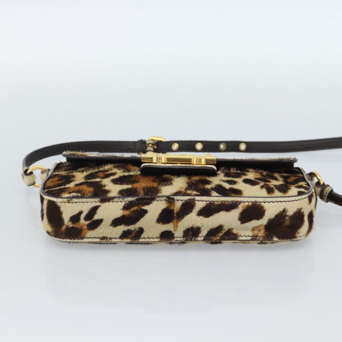 Miu Miu Shoulder Bag Harako leather Beige Gold Auth 184187A