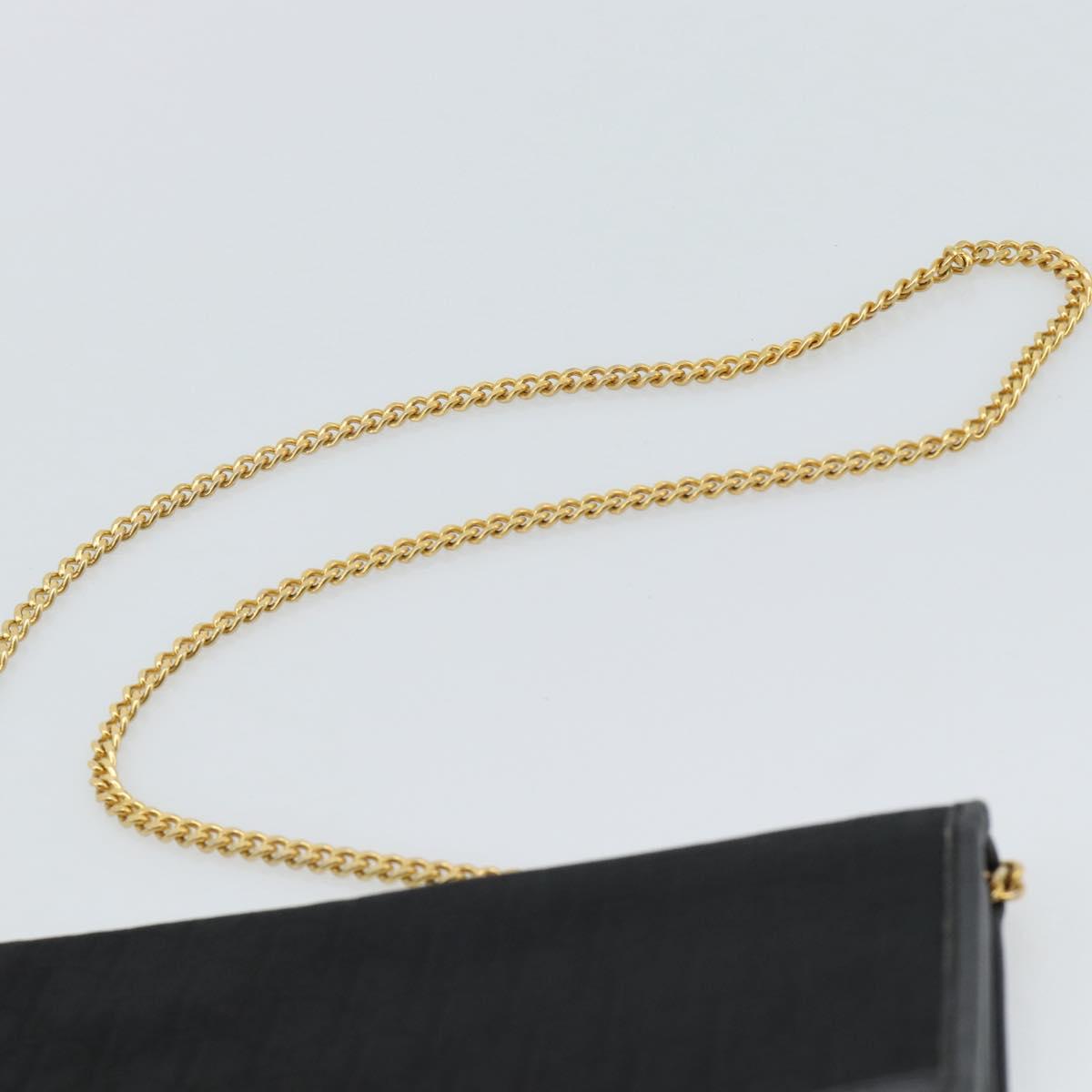 Christian Dior Trotter Canvas Chain Shoulder Bag Black Gold Auth 184194