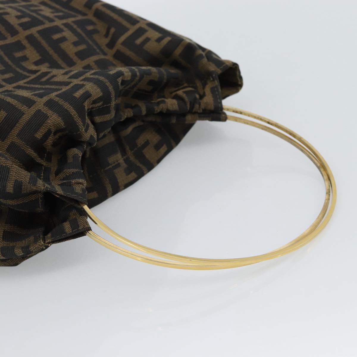 FENDI Zucca Canvas Hand Bag Black Brown Auth 184207A