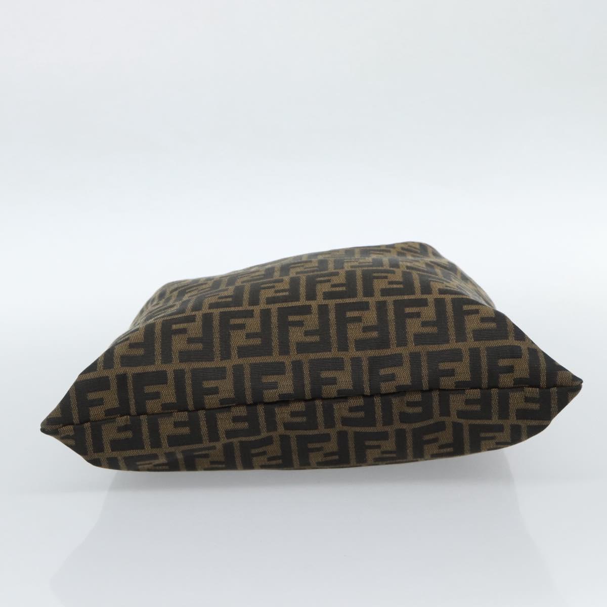 FENDI Zucca Canvas Hand Bag Black Brown Auth 184207A