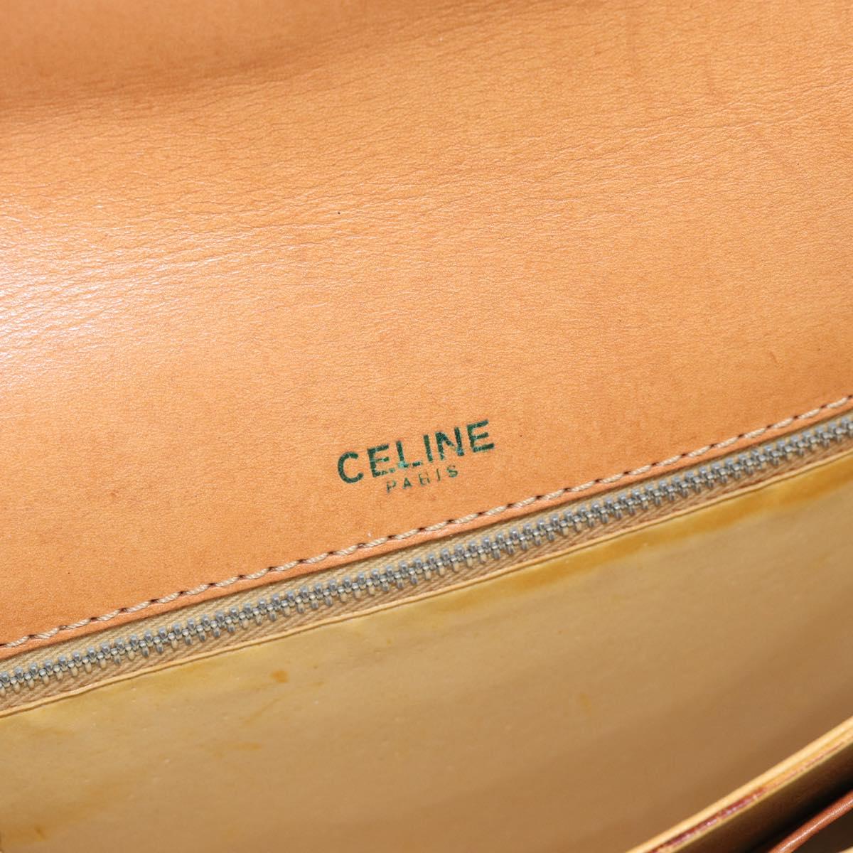 CELINE Macadam Canvas Shoulder Bag PVC Beige Gold Auth 184209
